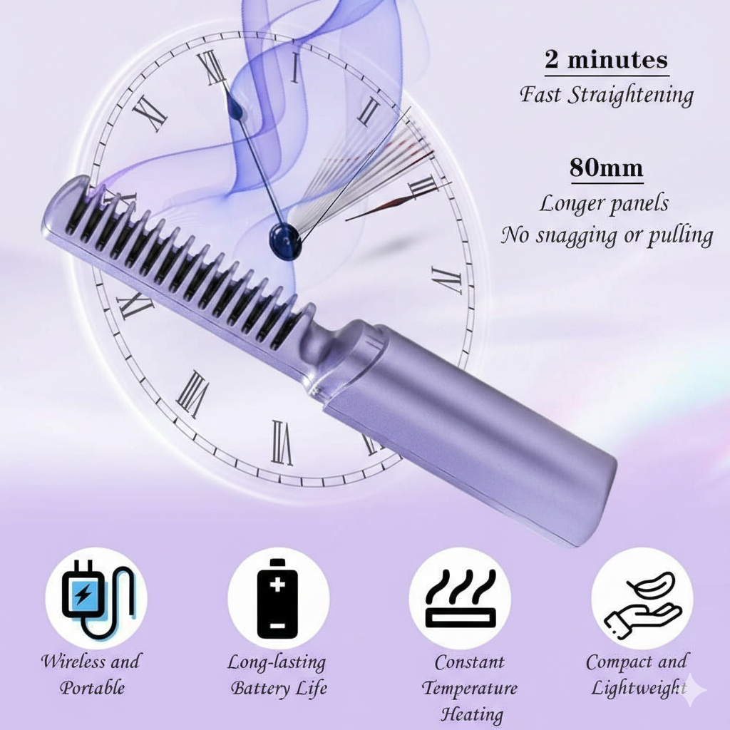 Meneflix Hair Straightener, Portable Mini  Cordless Rechargeable